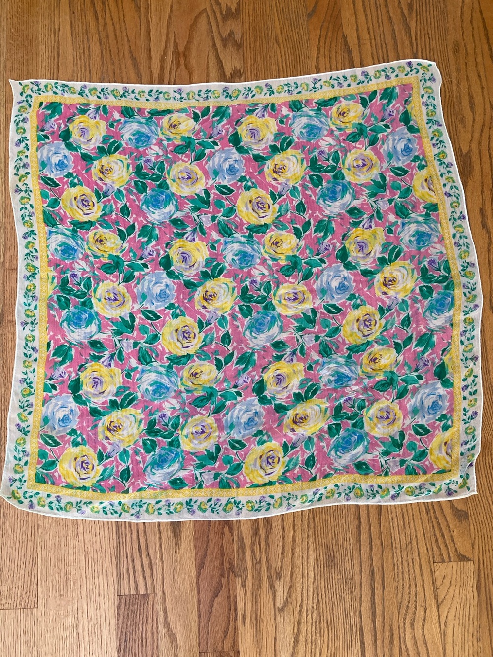Vintage Semi Sheer Floral Scarf